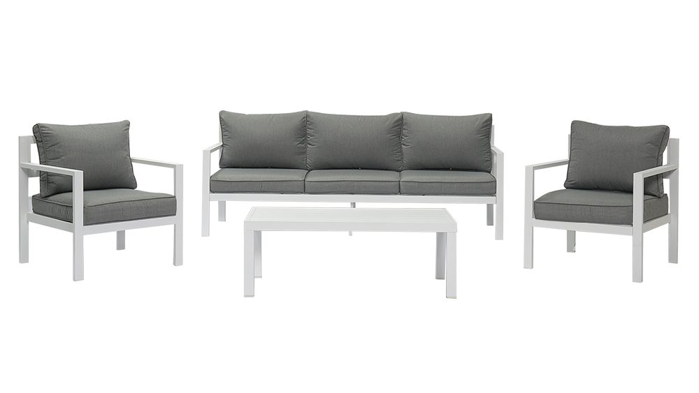 沙发563.jpg-3 Aspen 3+1+1 Seater Outdoor Aluminium Lounge Setting-White - Image 1