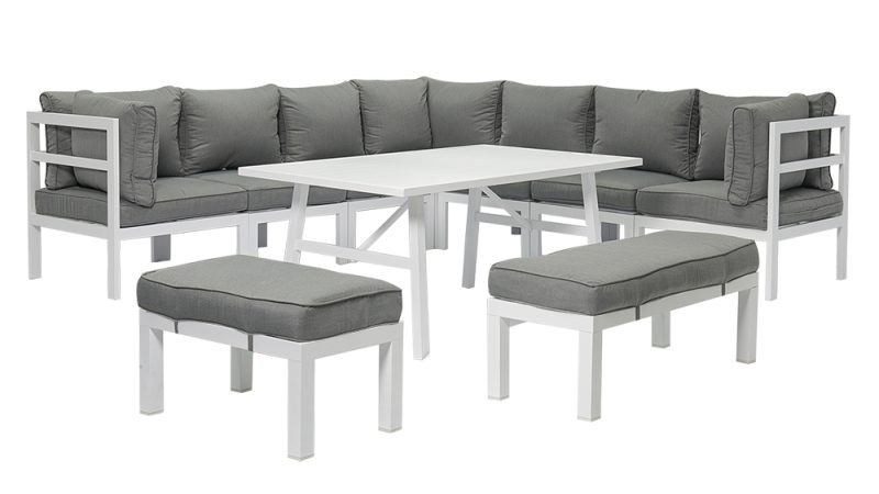 Aspen 10 Pieces Aluminium Outdoor  Lounge and Dining Setting – White