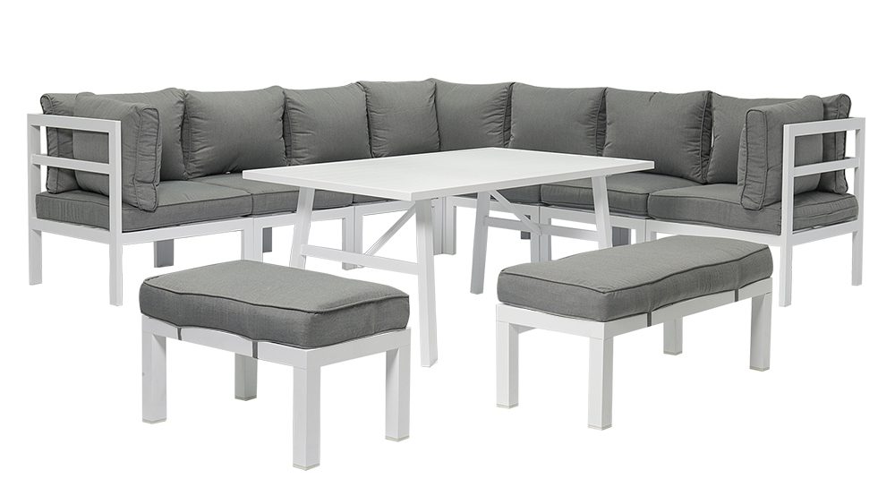 沙发563.jpg-4 Aspen 10 Pieces Aluminium Outdoor Lounge and Dining Setting – White - Image 1