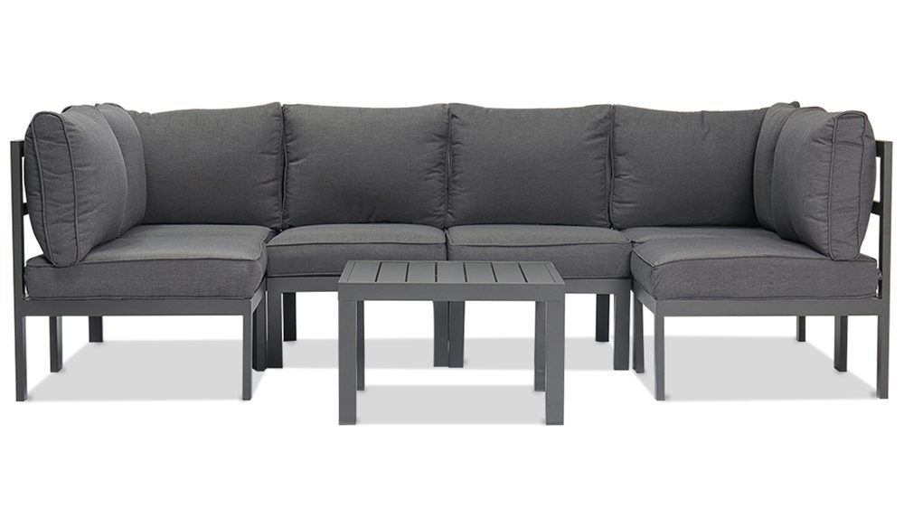 沙发563.jpg2 Aspen 7 Pieces Aluminium Outdoor Lounge Set - Gunmetal - Image 1