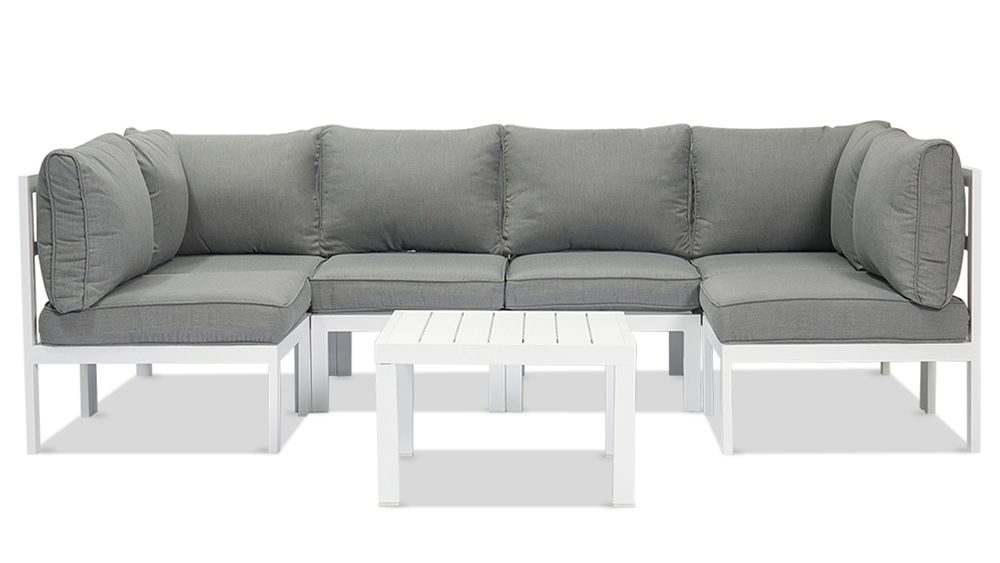 沙发563.jpg3 Aspen 7 Pieces Aluminium Outdoor Lounge Set – White - Image 1