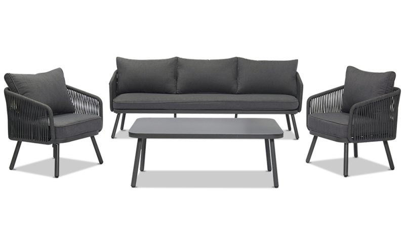Arcadia 3+1+1 Seater Outdoor Aluminium and Rope Lounge Set with Coffee Table