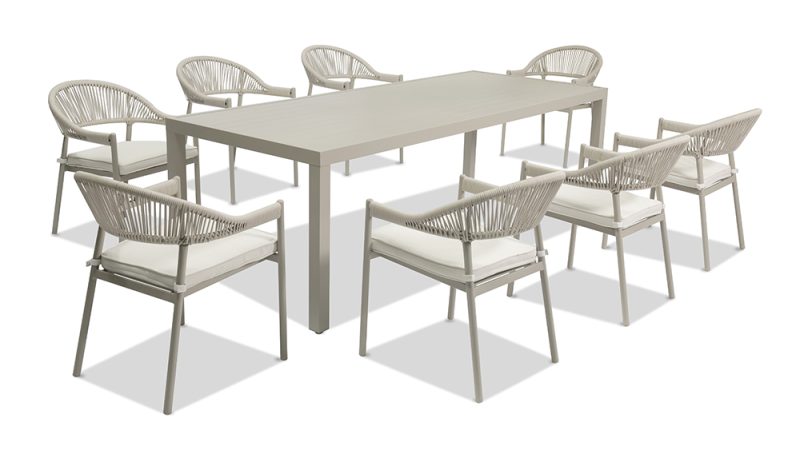 Avalon 2.2 m Aluminium Table With 8 Regent Dining Chairs
