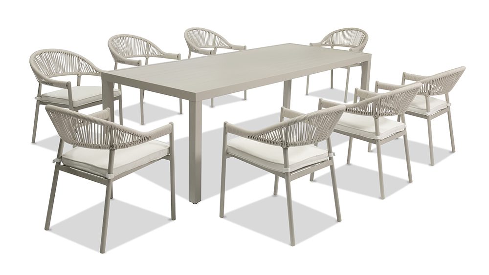 沙发第三批 563.jpg10 Avalon 2.4 m Aluminium Table With 8 Regent Dining Chairs - Image 1