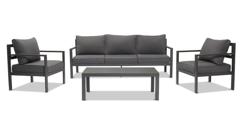 Aspen 3+1+1 Seater Outdoor Aluminium Lounge Setting-Gunmetal