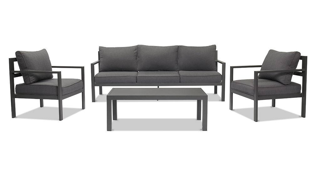 沙发第三批 563.jpg12 Aspen 3+1+1 Seater Outdoor Aluminium Lounge Setting-Gunmetal - Image 1
