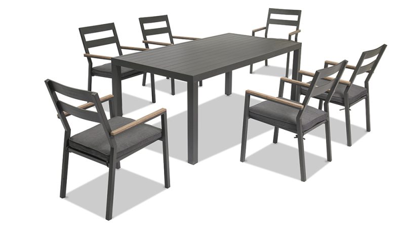 Avalon Aluminium Table With 6 Bosco Dining Chairs