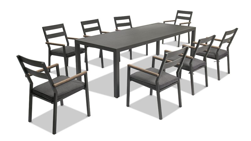 Avalon Aluminium Table With 8 Bosco Dining Chairs
