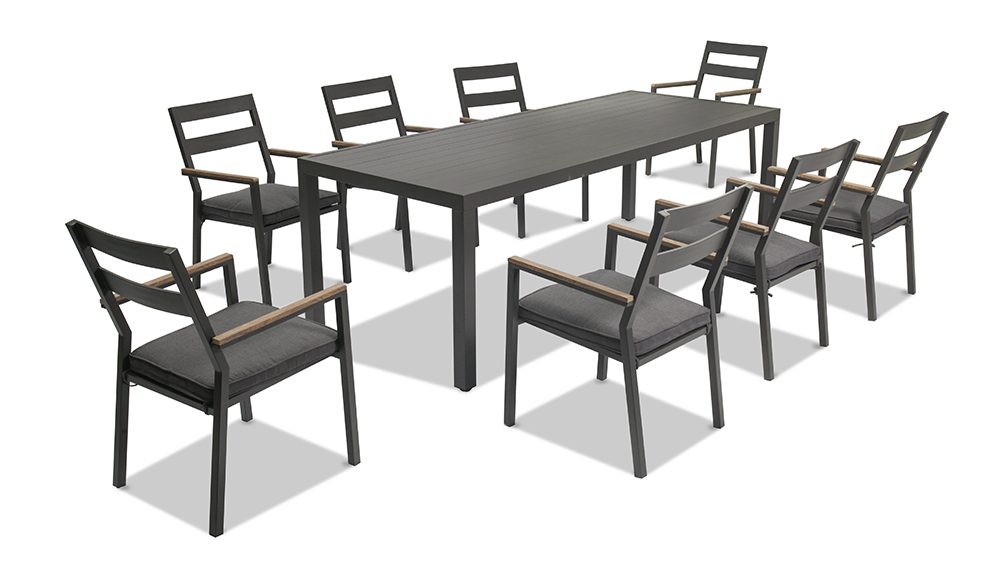 沙发第三批 563.jpg14 Avalon Aluminium Table With 8 Bosco Dining Chairs - Image 1