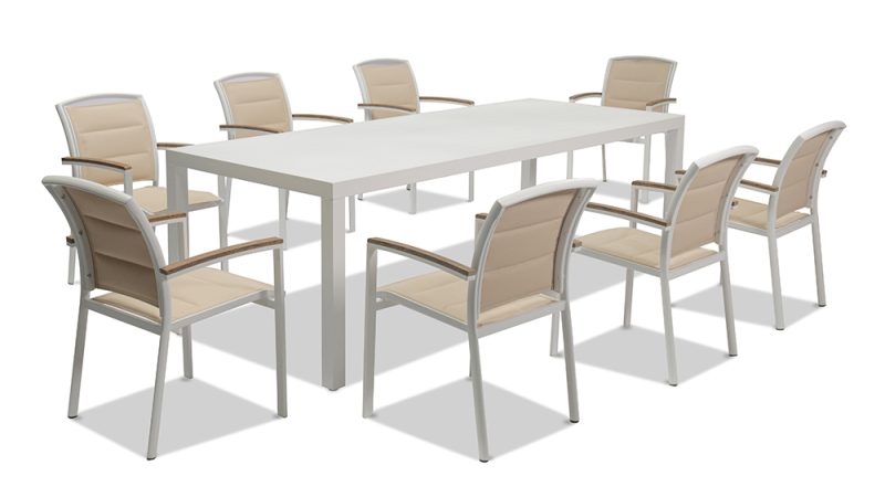 Avalon 2.4 m Aluminium Table With 8 Alyssa Dining Chairs