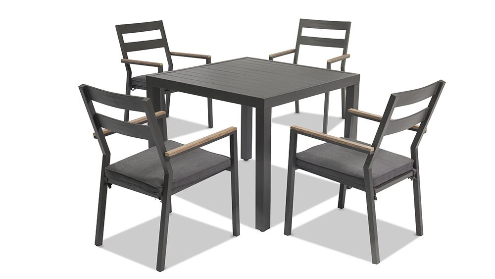 沙发第三批 563.jpg3 Avalon Aluminium Table With 4 Bosco Dining Chairs - Image 1