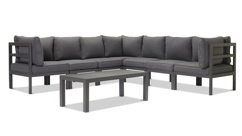 Aspen 8 Pieces Aluminium Outdoor Lounge Set – Gunmetal